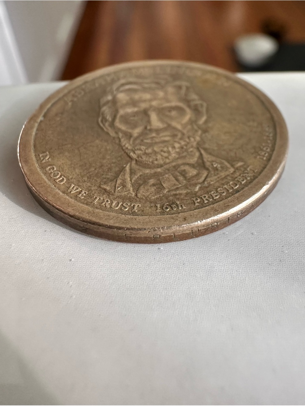 2010 Presidential Dollar Abraham Lincoln Partial /Weak Edge Lettering Mint Error - Picture 6 of 8